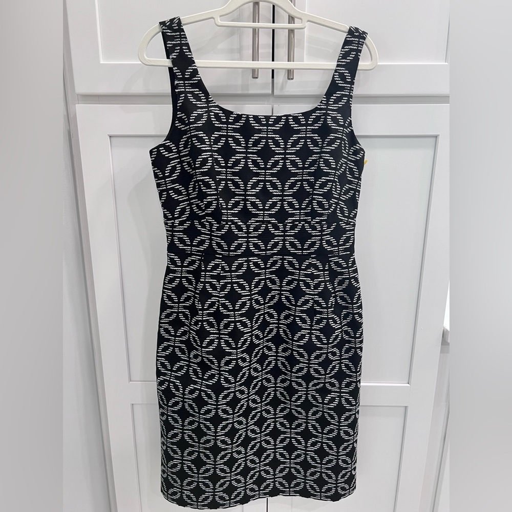 Tahari Black with Ivory Print Tank Shift Dress $134 NWOT NEW Size 6